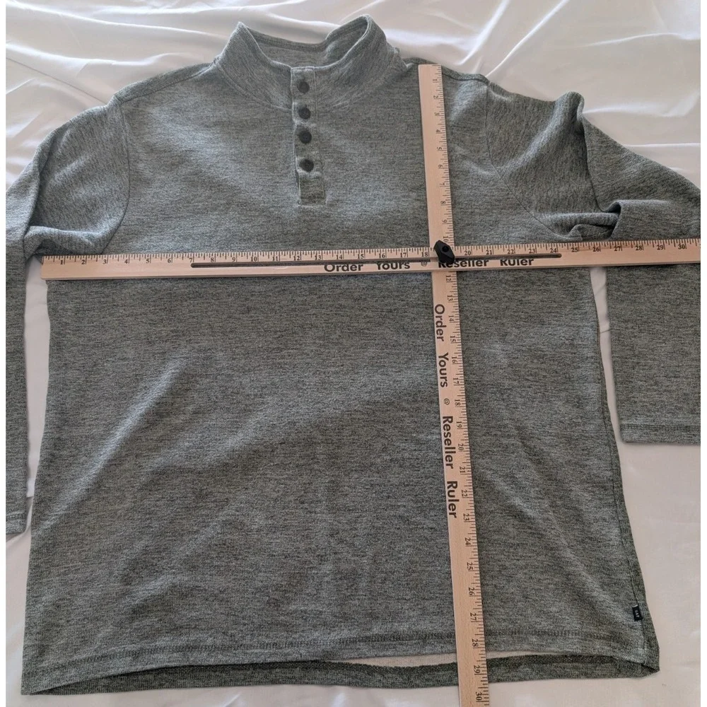 GAP Men's Mock Neck Henley Pullover Sweater Heathered Green Cotton Long Sleeve